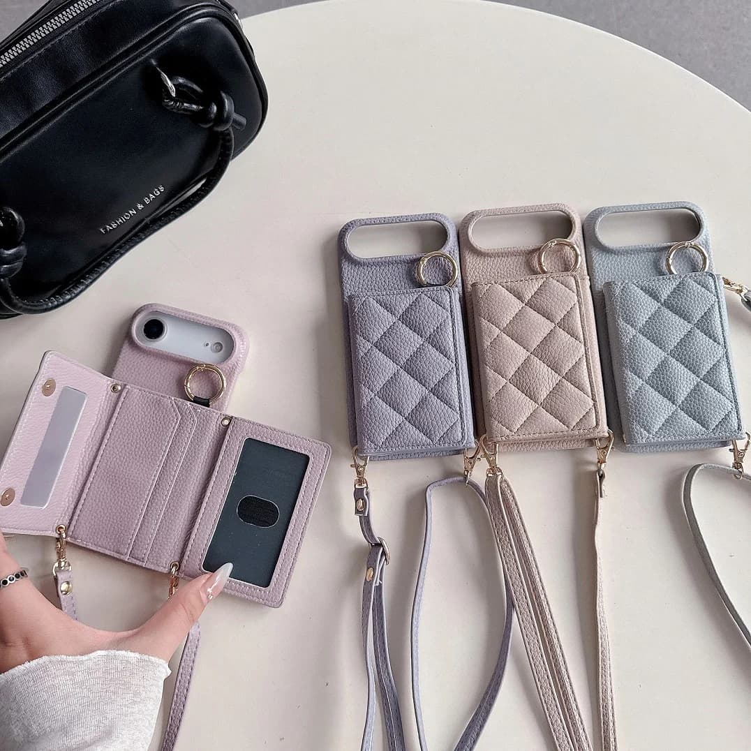 Custodia a tracolla di lusso in pelle con slot per carte e portafoglio per Google Pixel 9A 10 Pro XL 10A 8Pro 7A 7Pro 6Pro, cover a specchio per trucco con anello