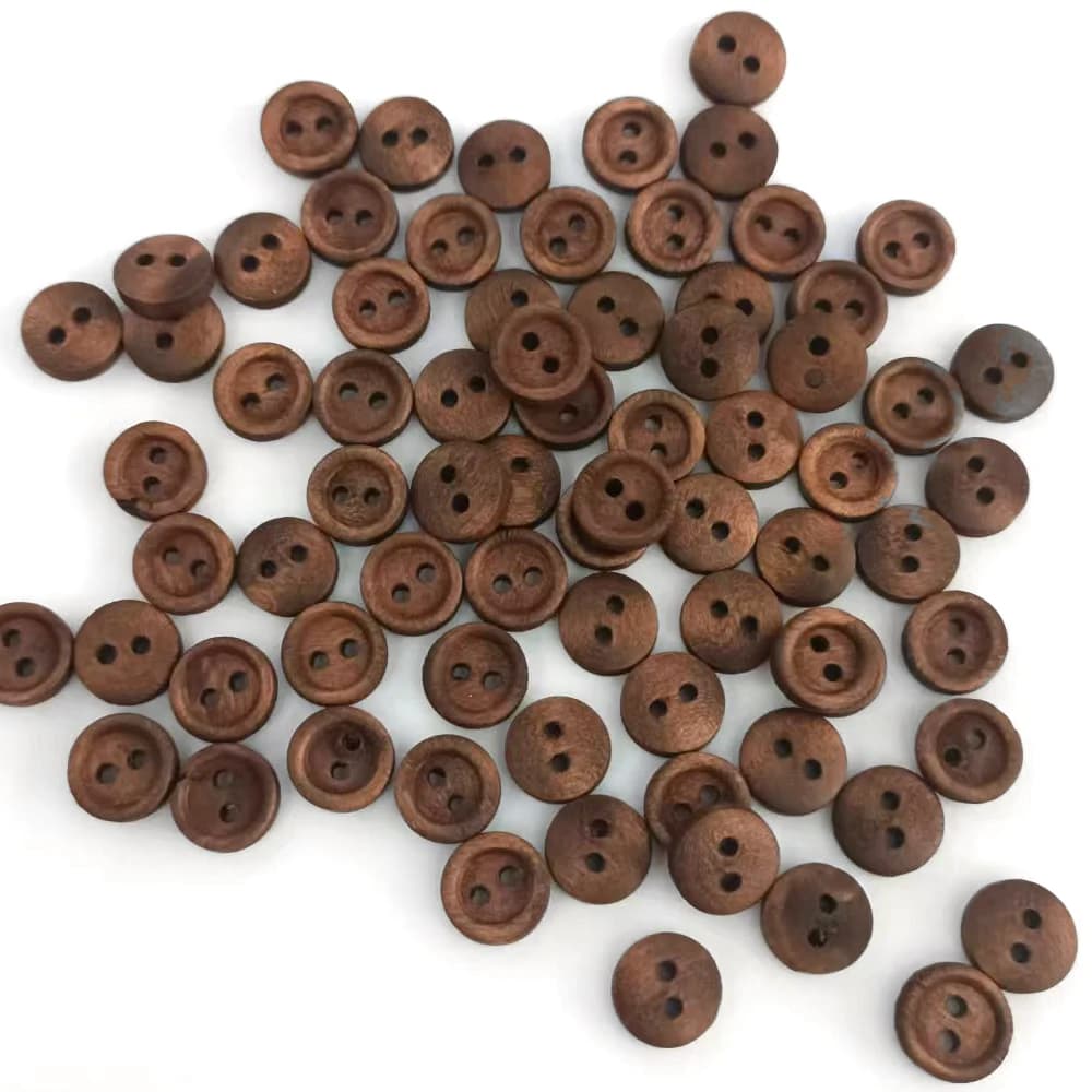 500pcs 10mm Dark brown round wooden buttons Wood button for diy Scrapbooking mini Dark Brown Wood Buttons, 2 Holes edged beads