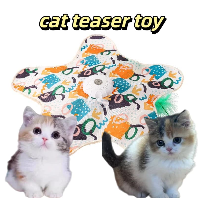 Interactive Toy for Cats with Topo Squeaky, Activated by the Movement, with Hidden Feather, Gattini Game