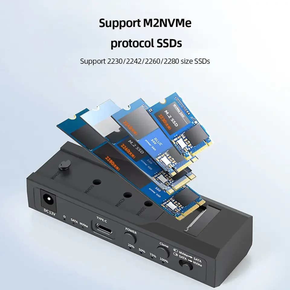 Mobile Hard Disk Box 3.5 Inch SATA Interface M.2 NVME Protocol Solid State SSD External Copy Machine