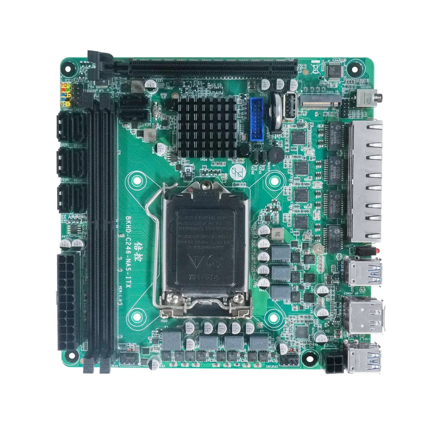 Scheda madre NAS C246 8 SATA a 8 alloggiamenti 4 * I226 2.5G 2 * M.2 NVME 2 * DDR4 PCIE 16X ITX 17x17cm Scheda NAS LGA1151 Supporto CPU 8th/9th Core
