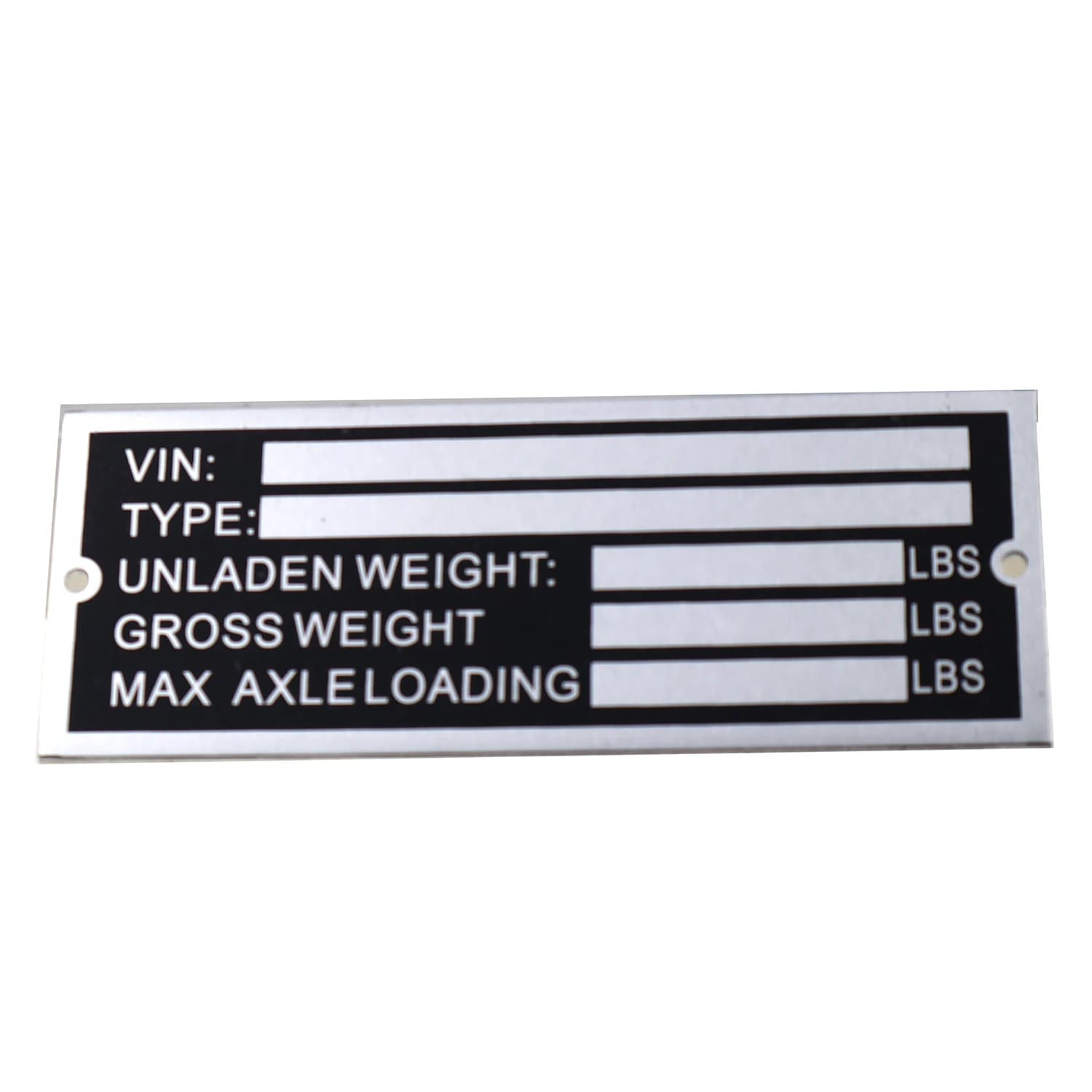 VELOCITY TRUCCO BARCA Trailer VIN vacuum and weight board Frame plate 120 mm x 45 mm Identification number