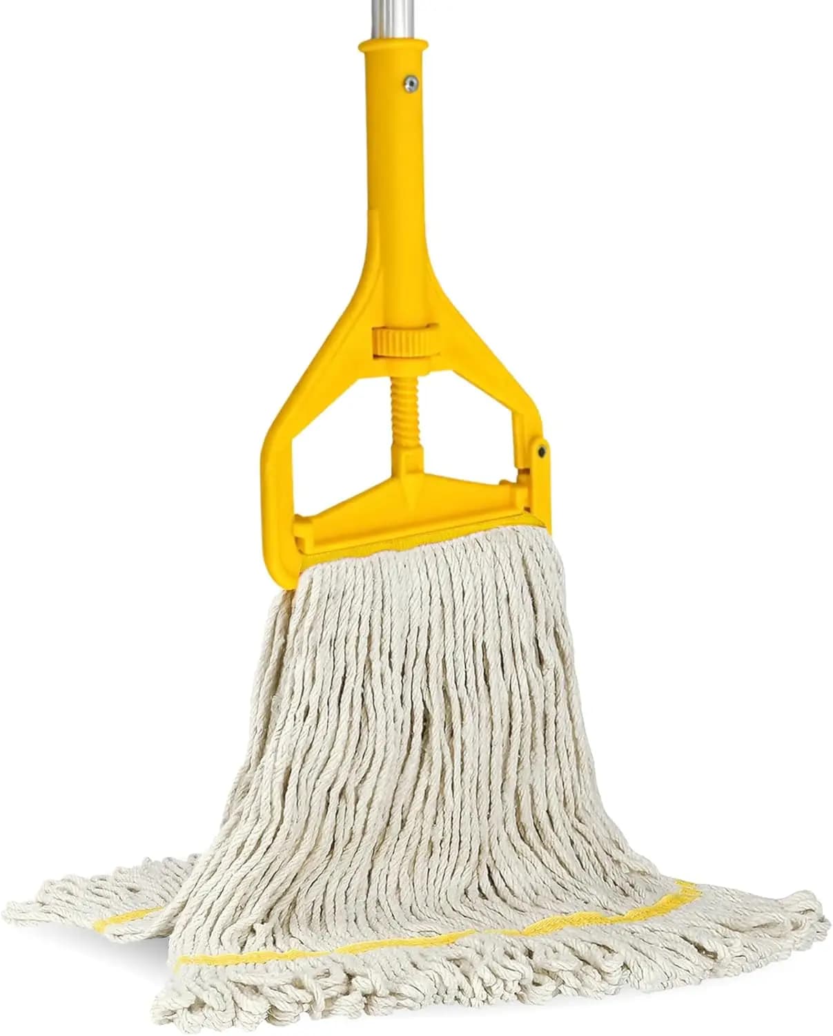 Mop Professionale per Pulizie a Umido con Manico in Alluminio da 150 cm e Impugnatura Flip Grip per un'Assorbenza Elevata - Giallo