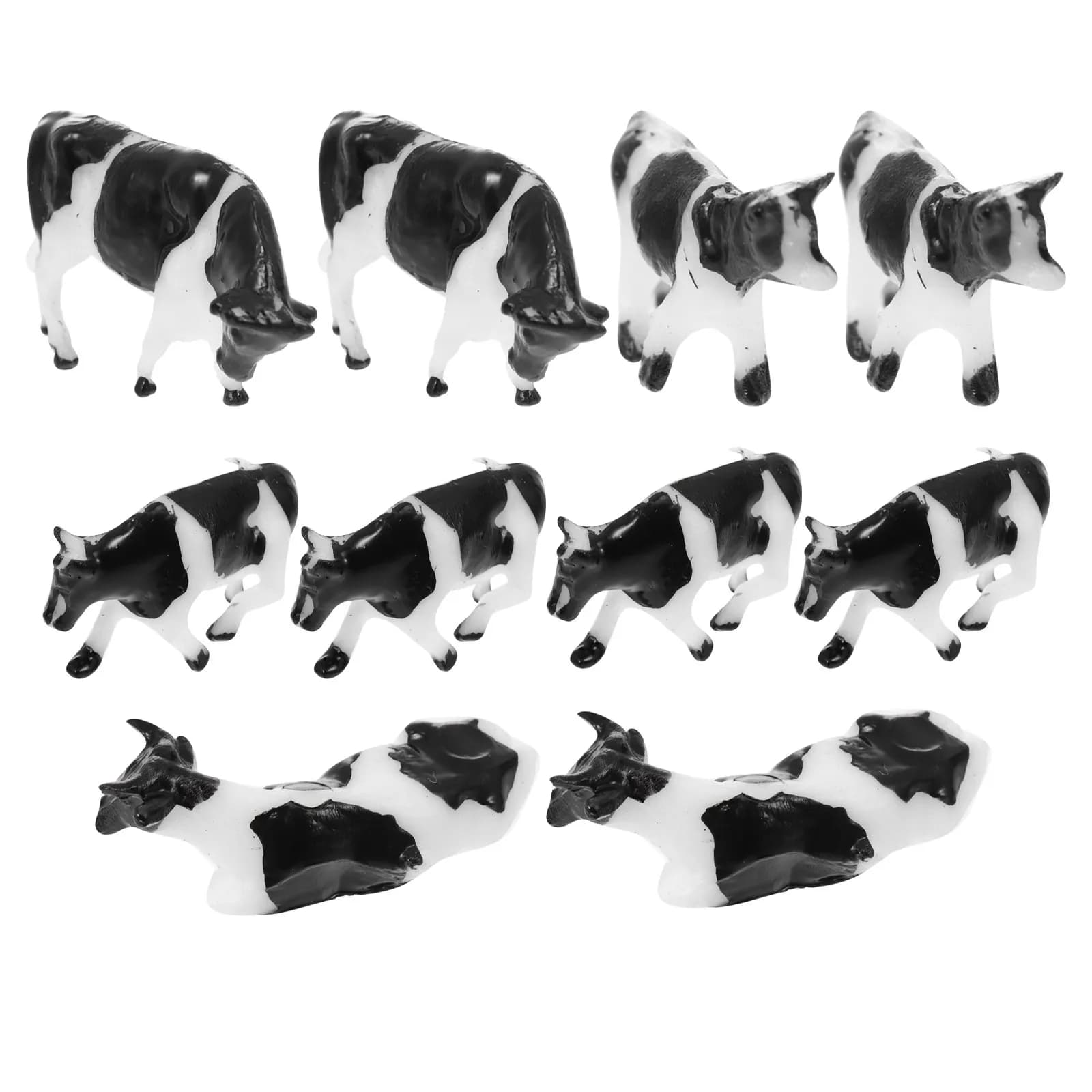 10Pcs Mini Cow Models Realistic Animal Decor for Desktop Garden Scene Layout Potted Plant Mini Landscape Ornament Educational