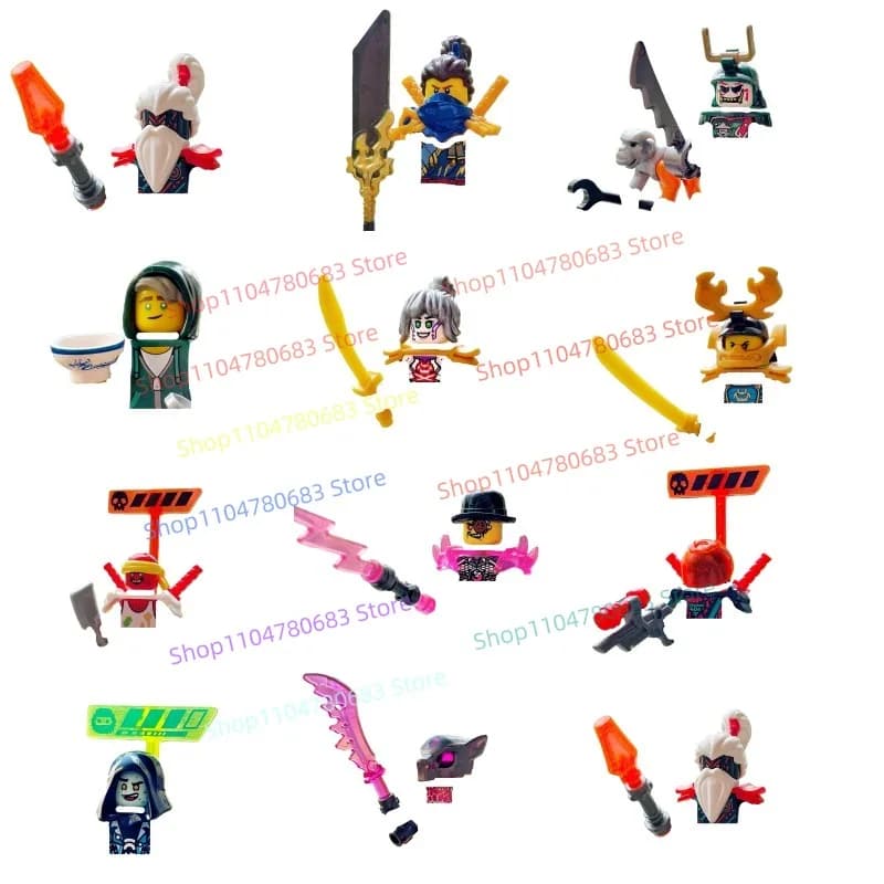 MOC Building Blocks Dual-Blade Ninja Mini Figure Elemental Master Assembly Model Display Anime TV Decor Toy Gift Collectible