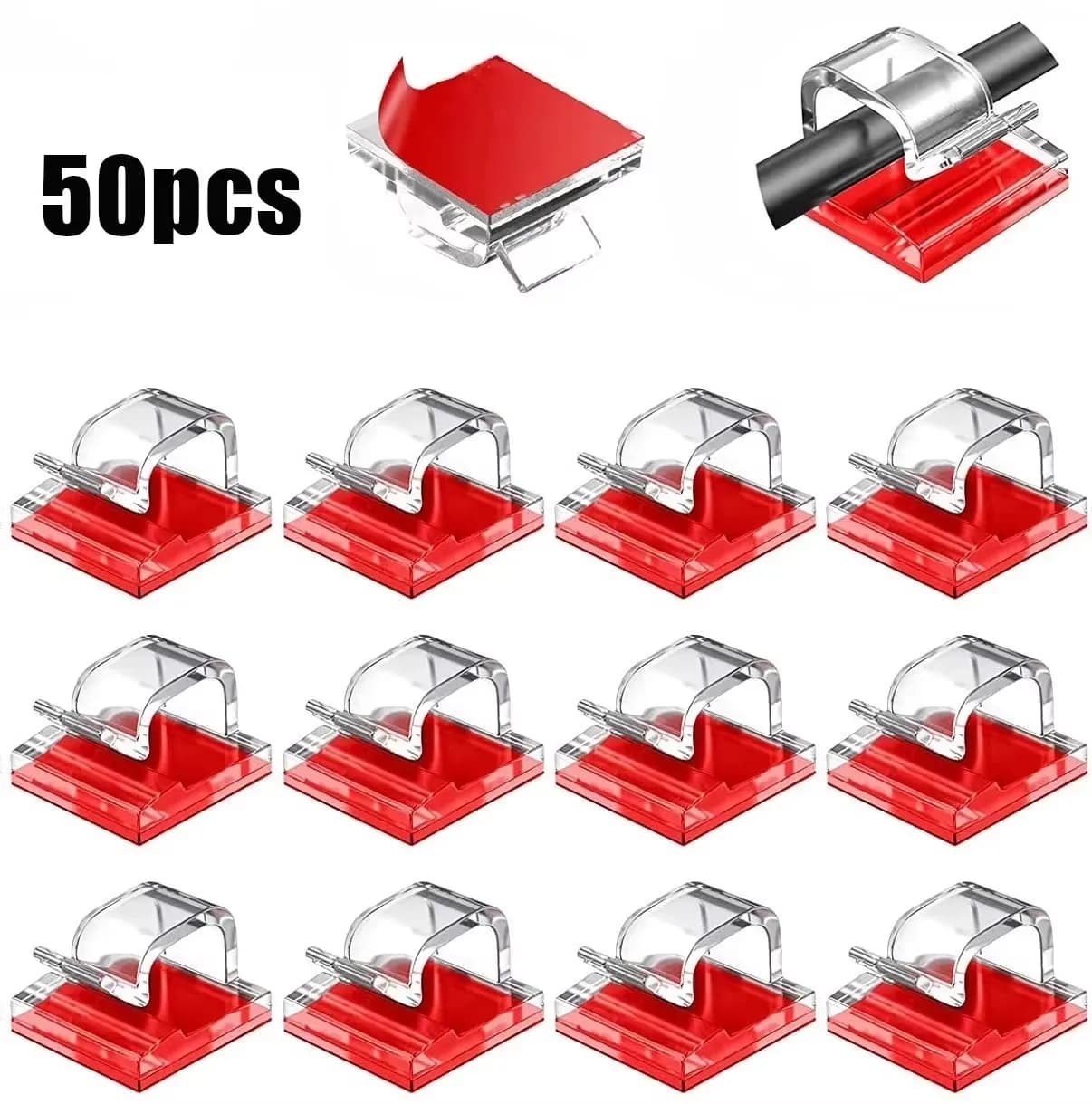 Clip per organizer per cavi da 50 pezzi, montaggio a parete, linea dati di ricarica USB, avvolgitore per bobina, supporto per cavo, gestione cavi, gancio per gestione cavi