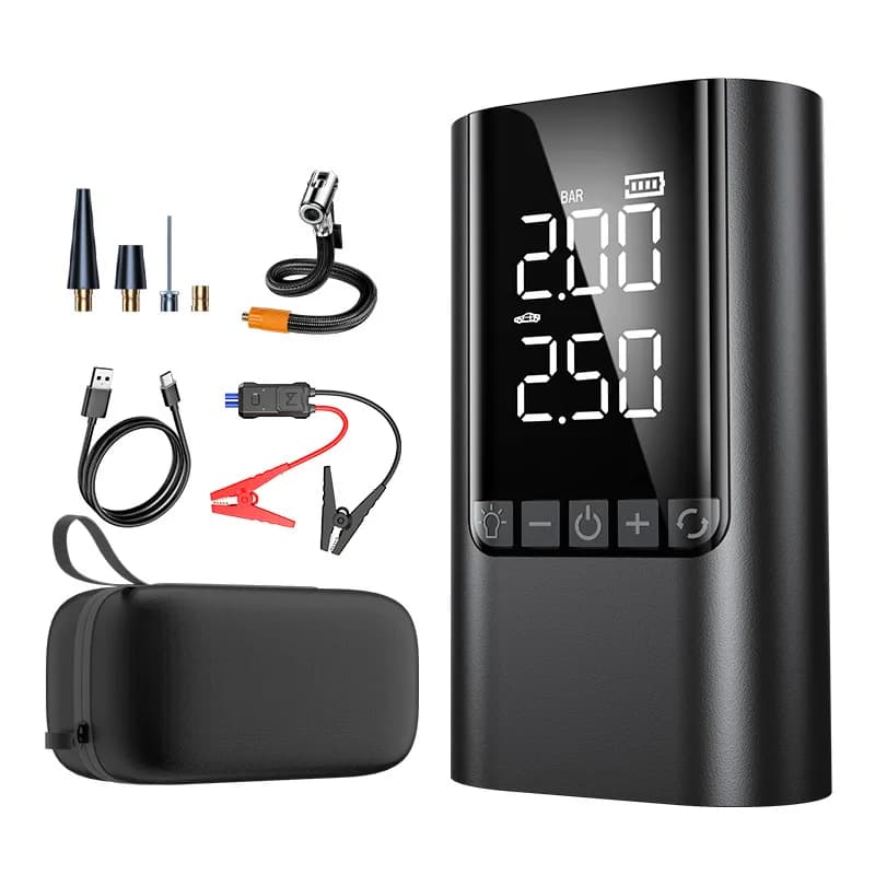 Pompa d'aria per auto 4In1 Compressore d'aria multifunzione Avviatore di emergenza Pompa d'aria Gonfiatore per pneumatici Avviamento batteria portatile con SmartBatteryClip