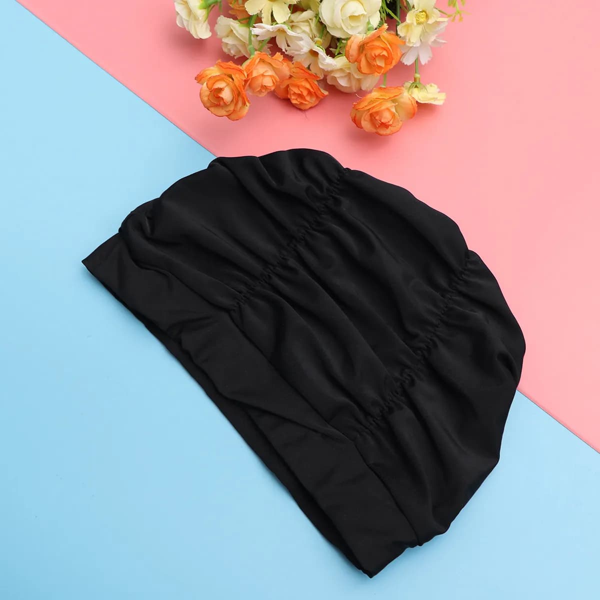 1Pcs Pleated Swim Cap Women Lightweight Eco Friendly Premium Material Hair and Ear Protection for Swimming Pool Beach Summer
