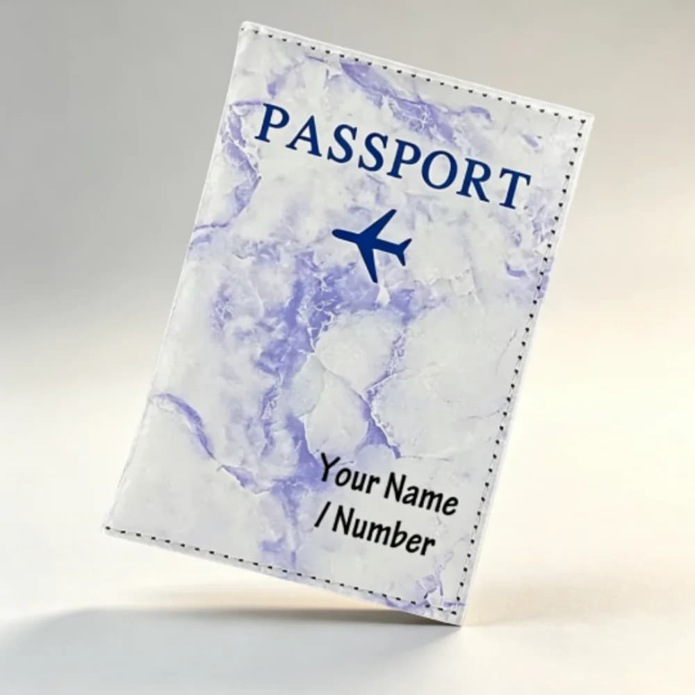 Personalized Name Passport Cover, Premium PU Leather Unisex Travel Holder For Men And Women