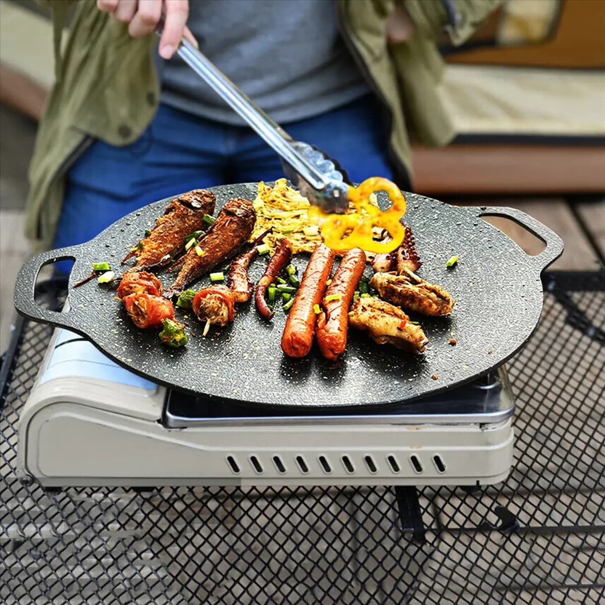 35cm thick cast iron pan, Grill Pancake, Anti-agent, for BBQ, Induction floor and Open Flame