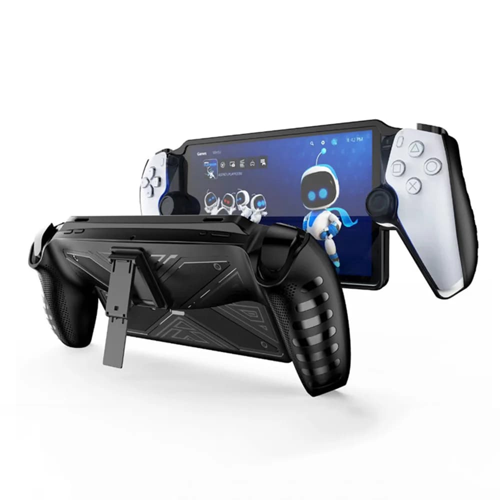 Custodia Protettiva in TPU Antiurto con Impugnatura Antiscivolo e Supporto per Console da Gioco PlayStation Portal PS5 - Accessori