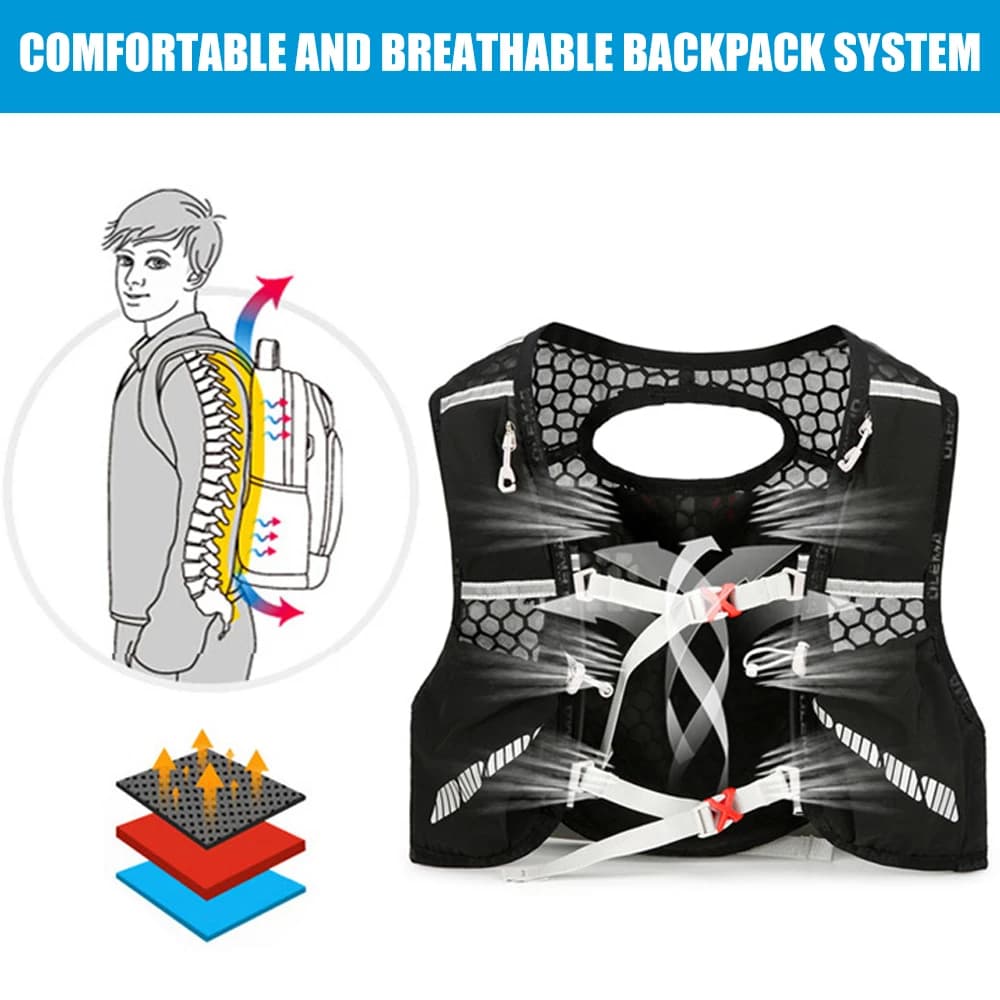 1PCS Running Hydration Vest Backpack for Hiking Cycling Marathon Lightweight Water Chest Pack with Phone Storage Pocket