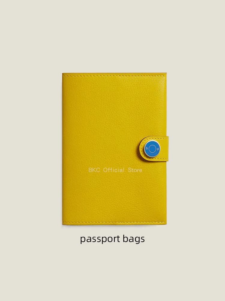 Porta Passaporto con Chiusura in Smalto, Portafoglio da Viaggio in Pelle EVE Fatto a Mano con Cucitura a Filo Cerato, Organizzatore per Passaporto, Biglietti e Documenti