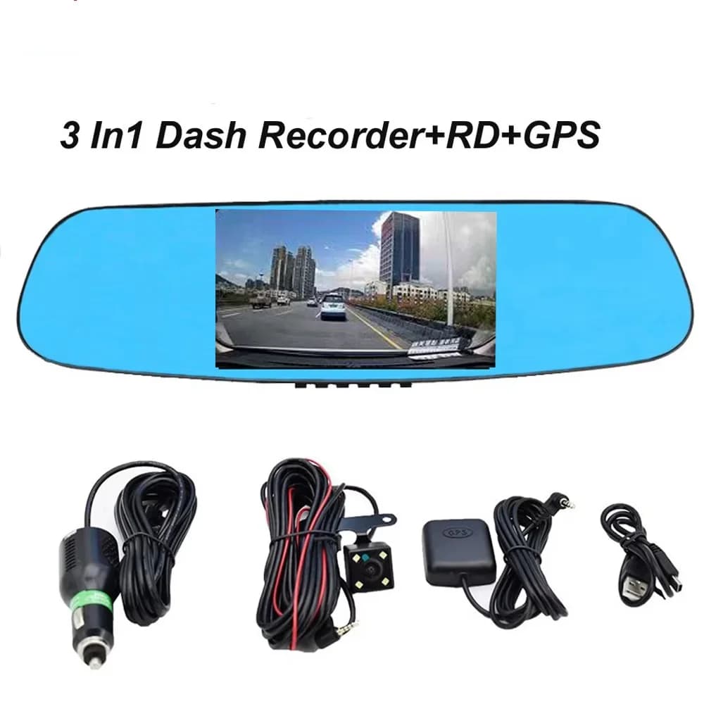 Car Retrovisor mirror 2026 with DVR 5.0", Dash Cam, Radar detector, Android 5.0, GPS navigation, Double lens recorder, Video