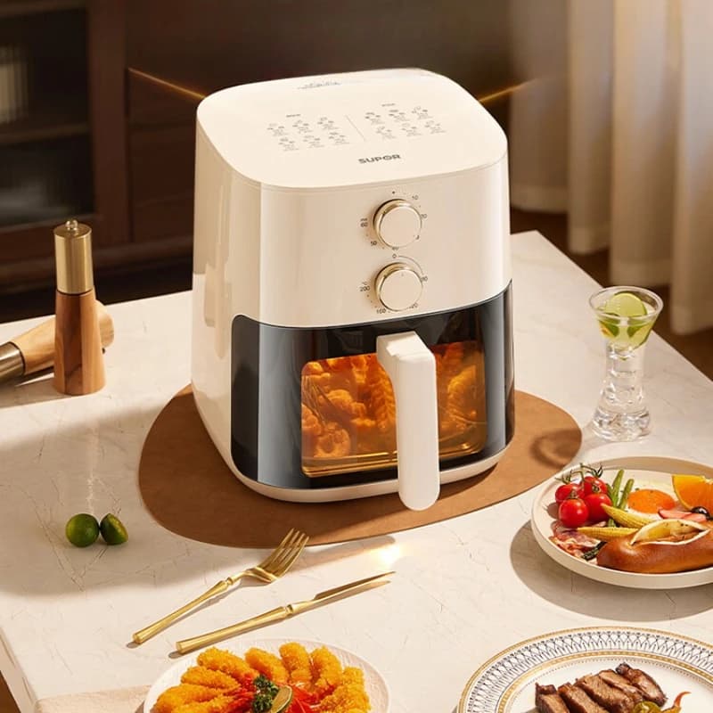 5.3L No-Turn Air Fryer Oven, Visual Steam Bake Roast All-in-One, Automatic Even Heat Distribution High-Temp Resistant Home