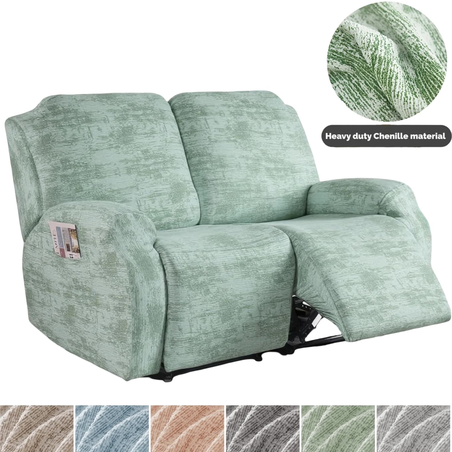 Copridivano Reclinabile in Ciniglia Elasticizzata, Resistente, per Divano a 2 Posti, Set da 6 Pezzi, Design Simil-Lino, Copertura per Poltrona Reclinabile Lazy Boy