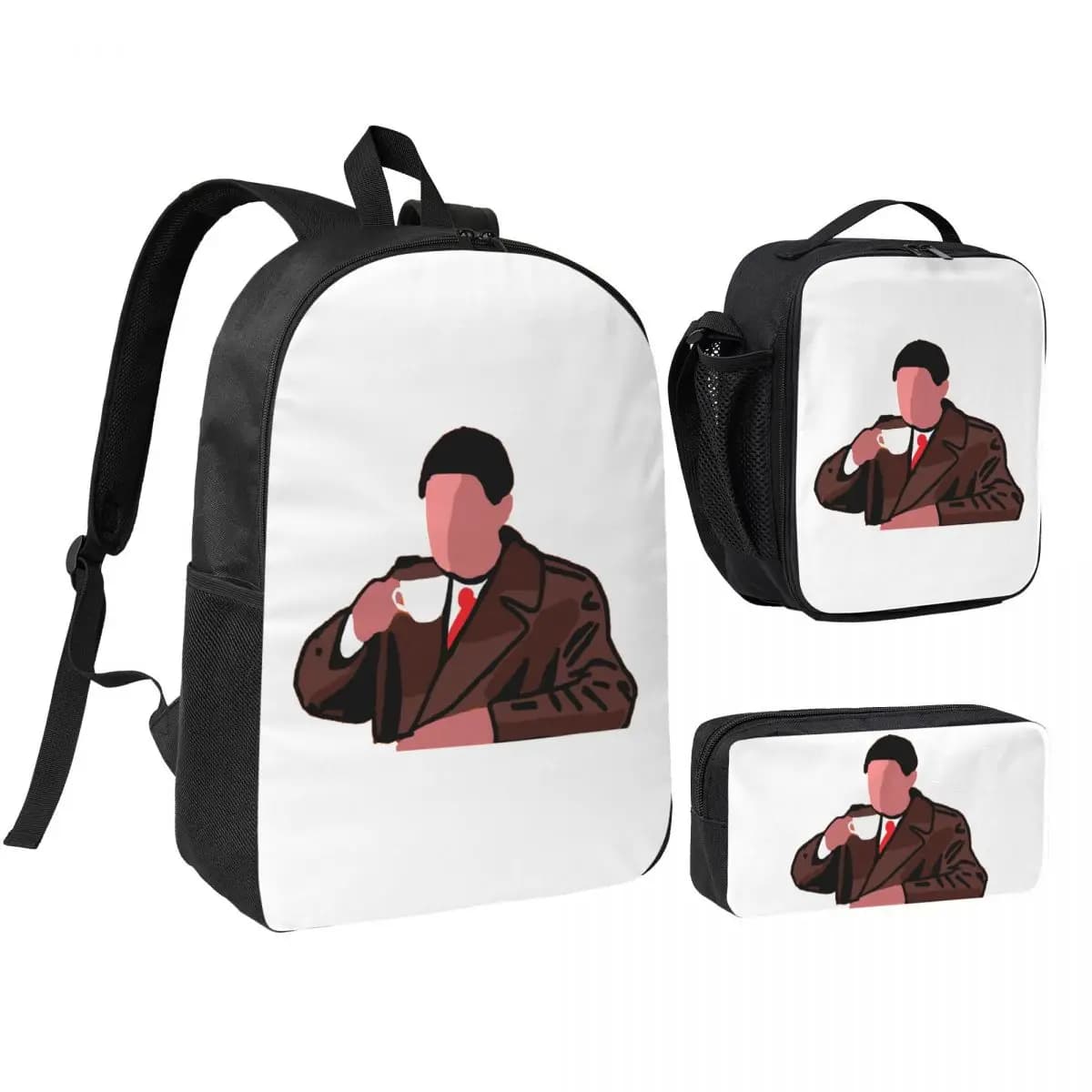 Zaino Twin Peaks Agent Dale Cooper per ragazzi e ragazze, borsa per libri, borsa da scuola, borse a tracolla, 3 pezzi, borsa termica per il pranzo, astuccio per matite
