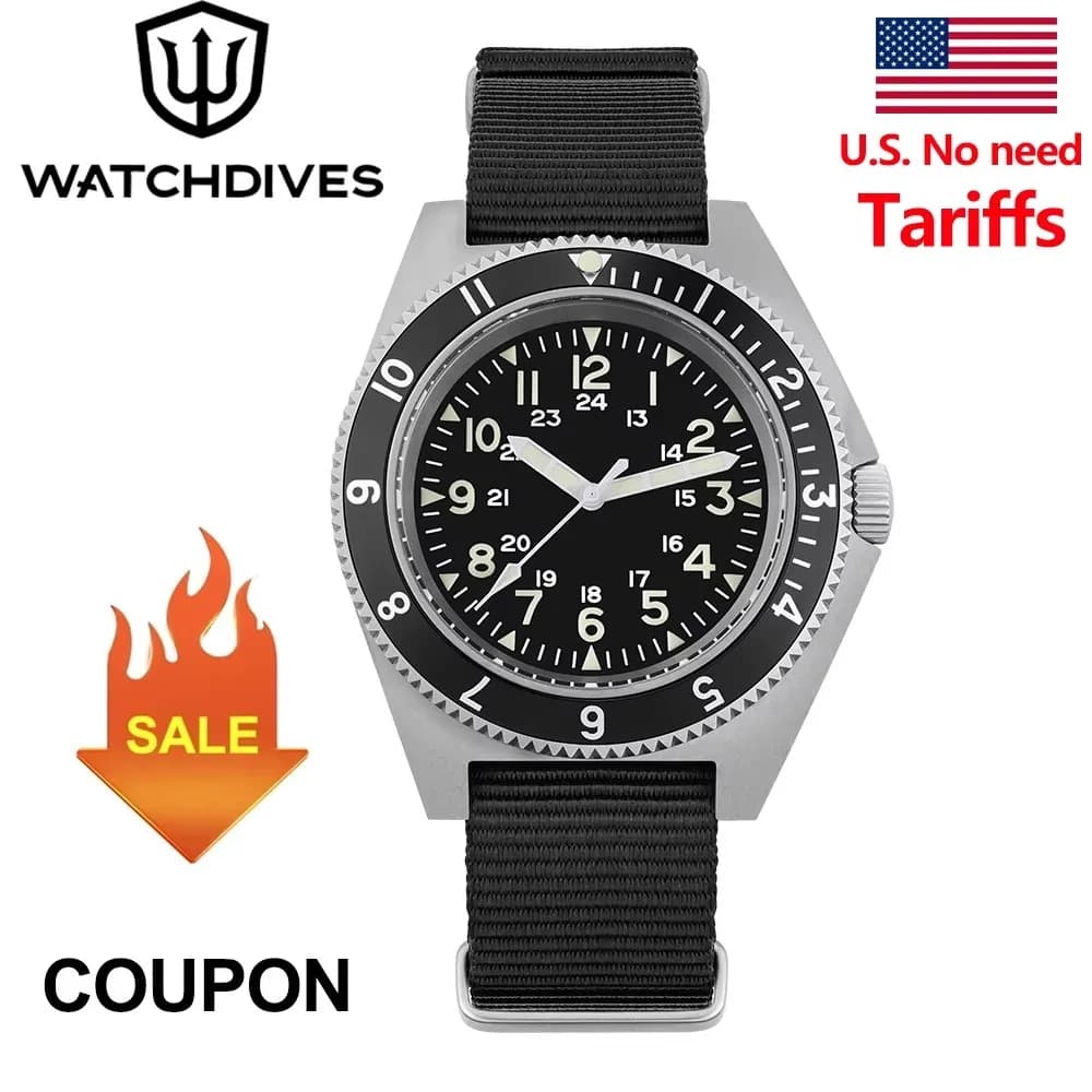 Watchdives WD1972 Men's Watch VH31 Sweep Seconds Quartz Movement Sapphire Stainless Steel Watches Waterproof Luminous Wrist Watch