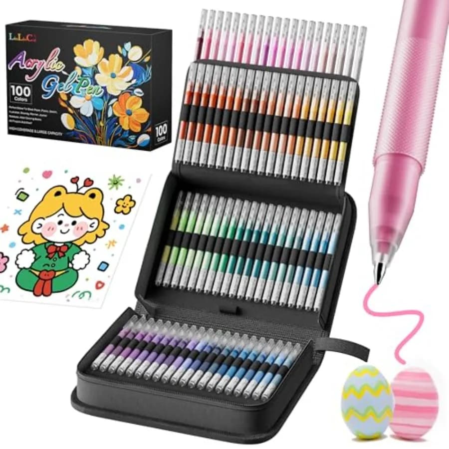 Set di 100 Penne Gel Acriliche con Punta Fine da 1,0 mm per Carta Nera, Libri da Colorare per Adulti, Journaling, Disegno e Schizzi - Lar