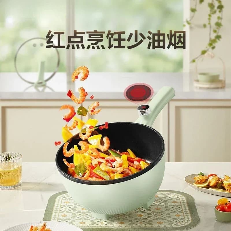 Padella Elettrica Multifunzione per Dormitorio e Casa, Cuocitore Elettrico a Vapore 3.5L con Griglia in Acciaio Inox