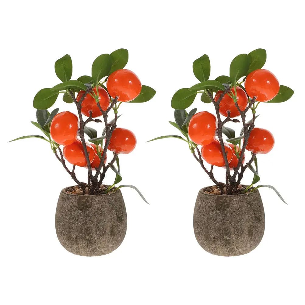 2Pcs Artificial Potted Plant Faux Tree Realistic Fruit Bonsai Party Decor Artificial Potted Plant Faux Fruit Tree