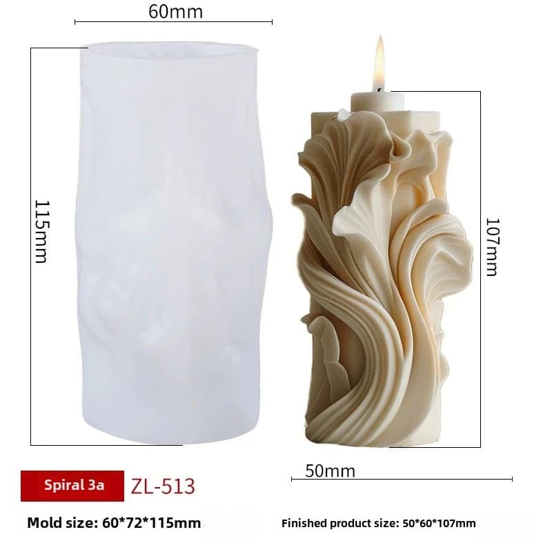 Silicone mold for aromatherapy candle with decorative wave made-by-the