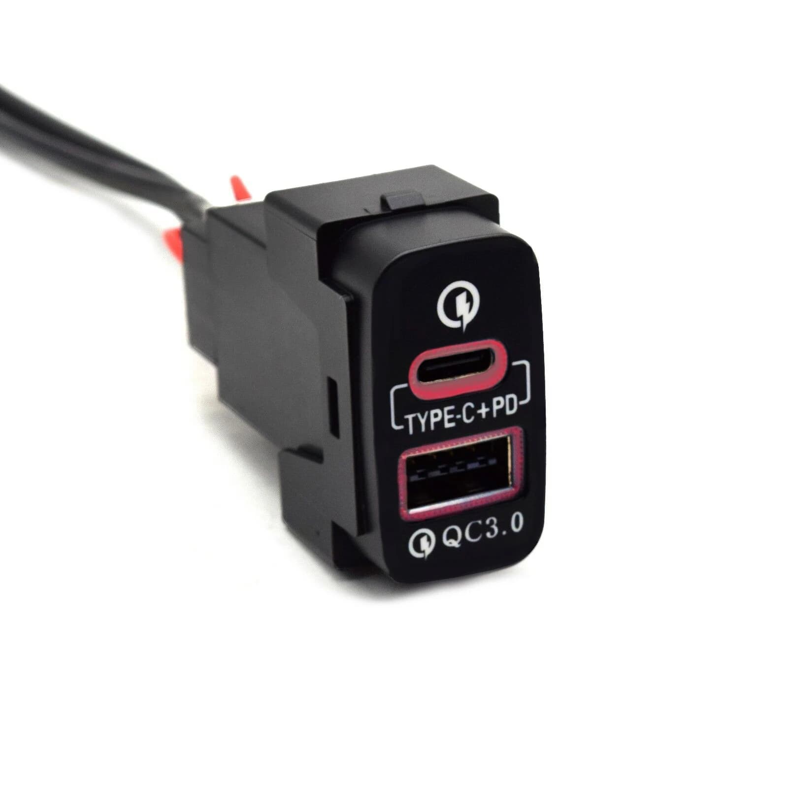 Caricatore USB per auto 12V PD Type C QC3.0 con adattatore di ricarica per telefono e pulsante di accensione per Mitsubishi Outlander LANCER Pajero V73 V93 V97