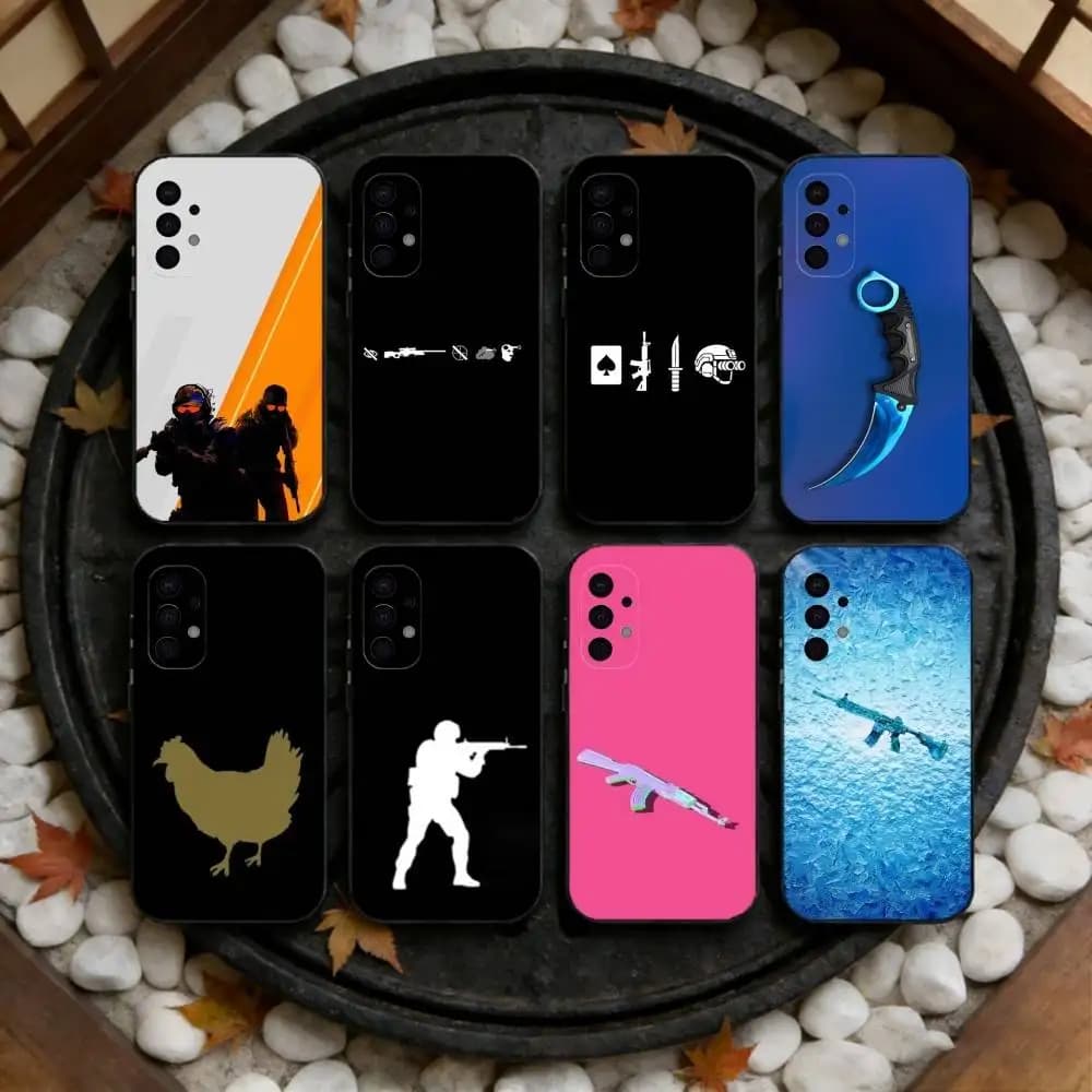 Cover Nera per Telefono Samsung S25, S24, S23, S22, S21, S20, Plus, FE, Lite e Altri Modelli - Tema Game Counter Strike CS GO