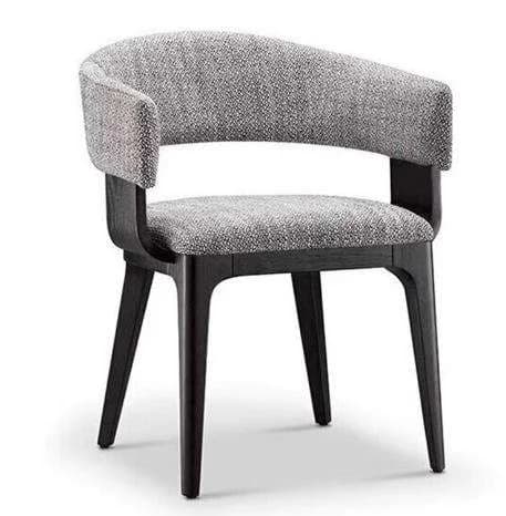 Sedia da Pranzo Imbottita dal Design Moderno con Schienale Curvo, Gambe in Legno di Frassino e Pannello in Compensato per Arredamento Casa o Hotel