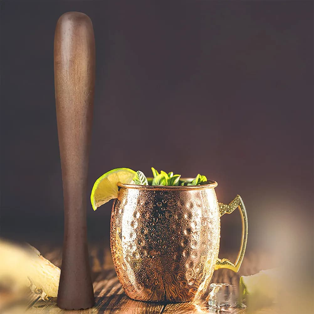 Muddler per Cocktail in Legno con Manico Lungo, Strumento da Bar per Frullare Frutta ed Erbe, Mixer Professionale per Bevande, Bastoncino per Barman