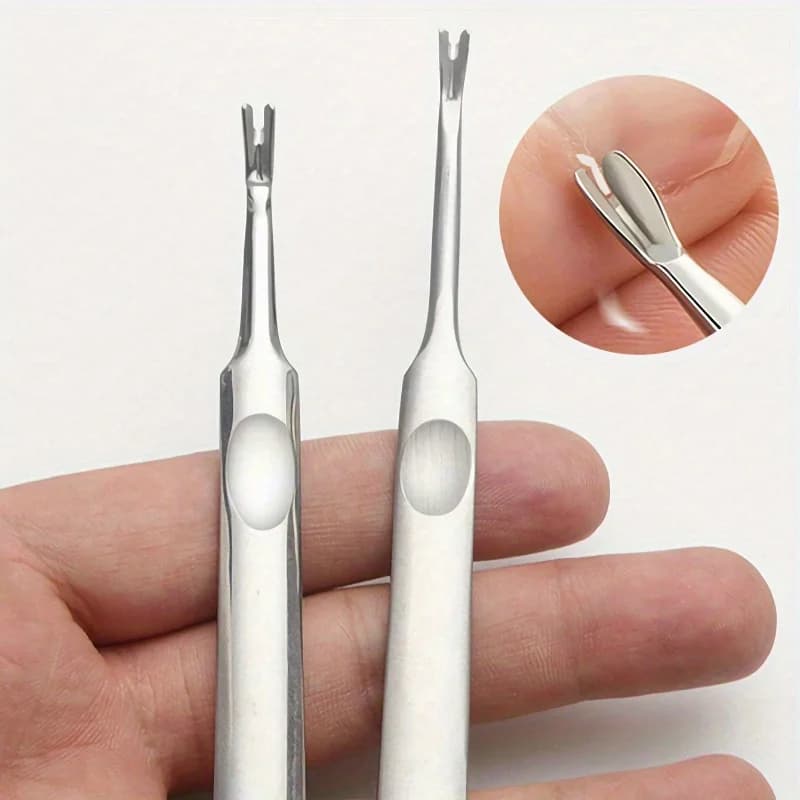 1/2 pezzi professionale argento acciaio inossidabile dito cuticola detergente forchetta spingitore strumenti per nail art manicure pedicure strumenti pelle morta