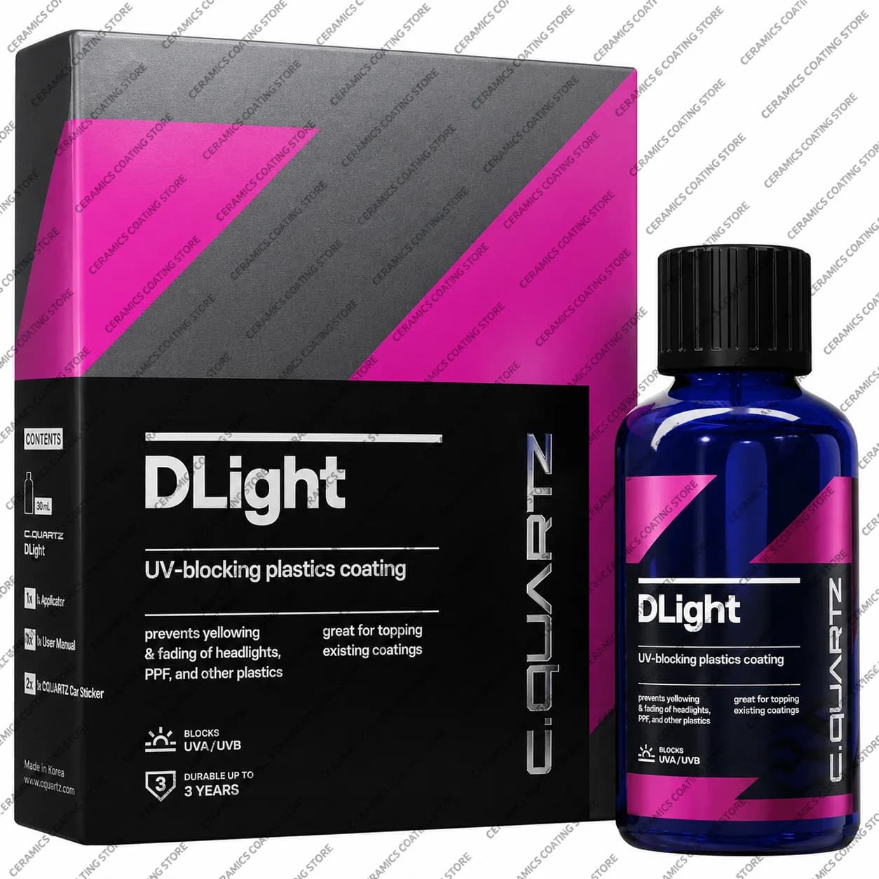 Rivestimento Ceramico UV CQUARTZ DLight per Fari Auto, Protezione a Lunga Durata per Cura degli Fari e Plastica PPF