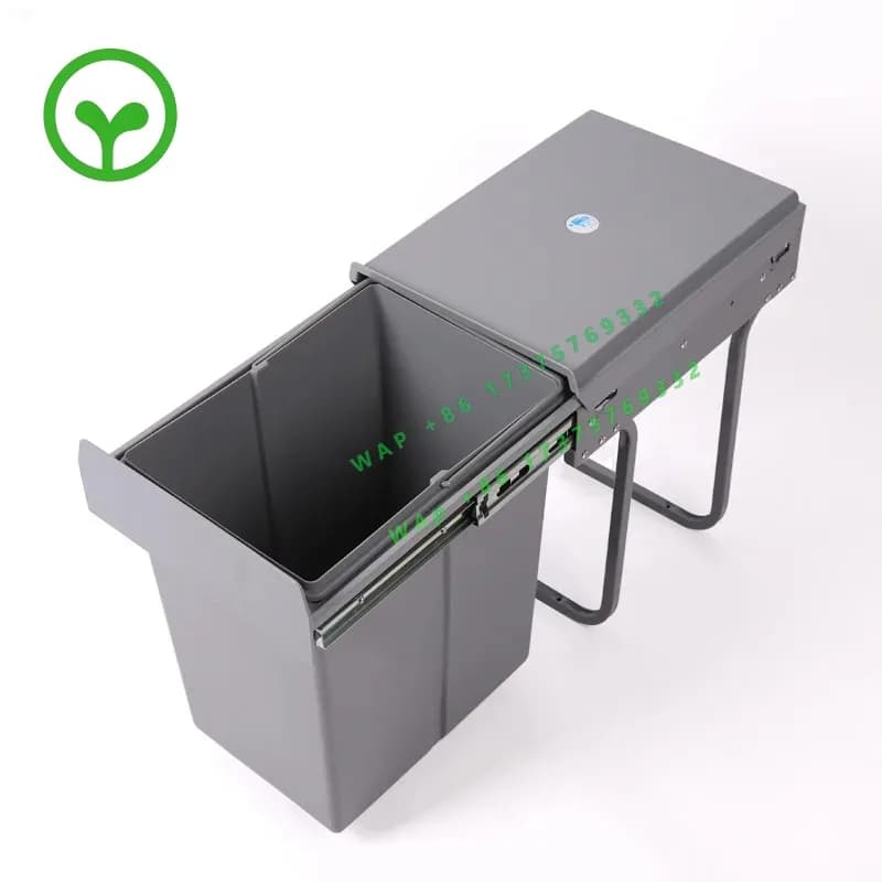 【2026】Cabinet Recessed Trash Can Kitchen Hidden Single Bucket 1×20L Cleaning Tub Pull-out Retractable Rail With Lid