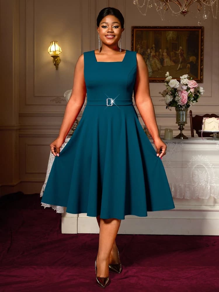 Abito da donna elegante in due pezzi con linea ad A, abito senza maniche con cintura in vita bolero, abito da chiesa per feste da donna elegante e di classe