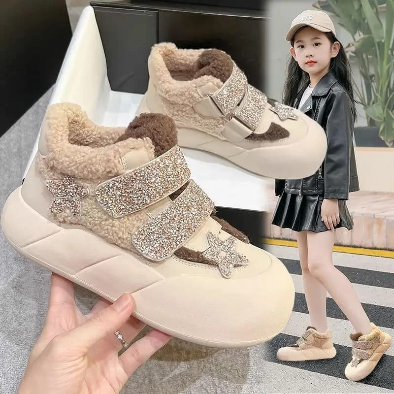 Scarpe invernali in cotone per bambini Ragazza addensare Stivaletti con suola morbida Mantieni al caldo all'aperto Versatile nuova scarpa casual alla moda carina Kawaii