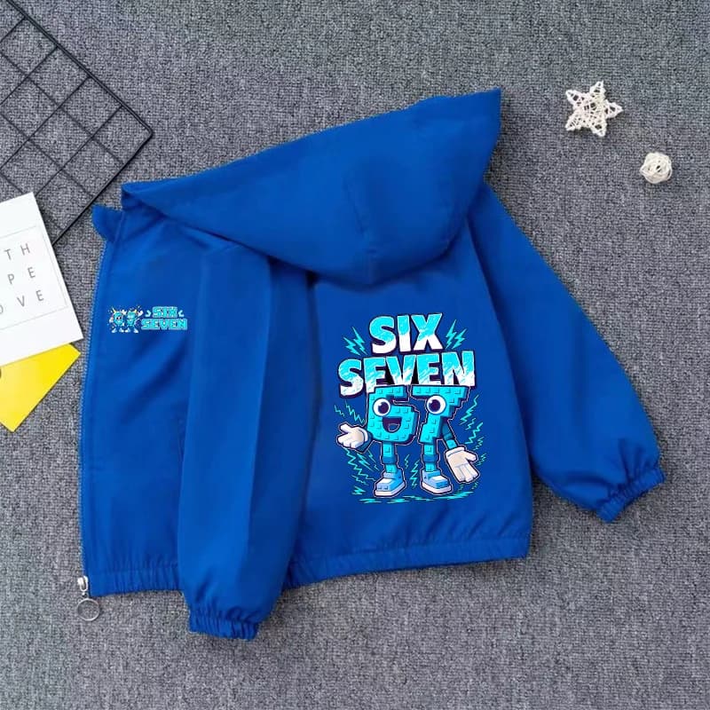 Giacca Antivento con Cappuccio per Ragazzi e Ragazze, Stile Cartoon 'Brainrot', Autunno Primavera, Manica Lunga, Sottile, Regalo