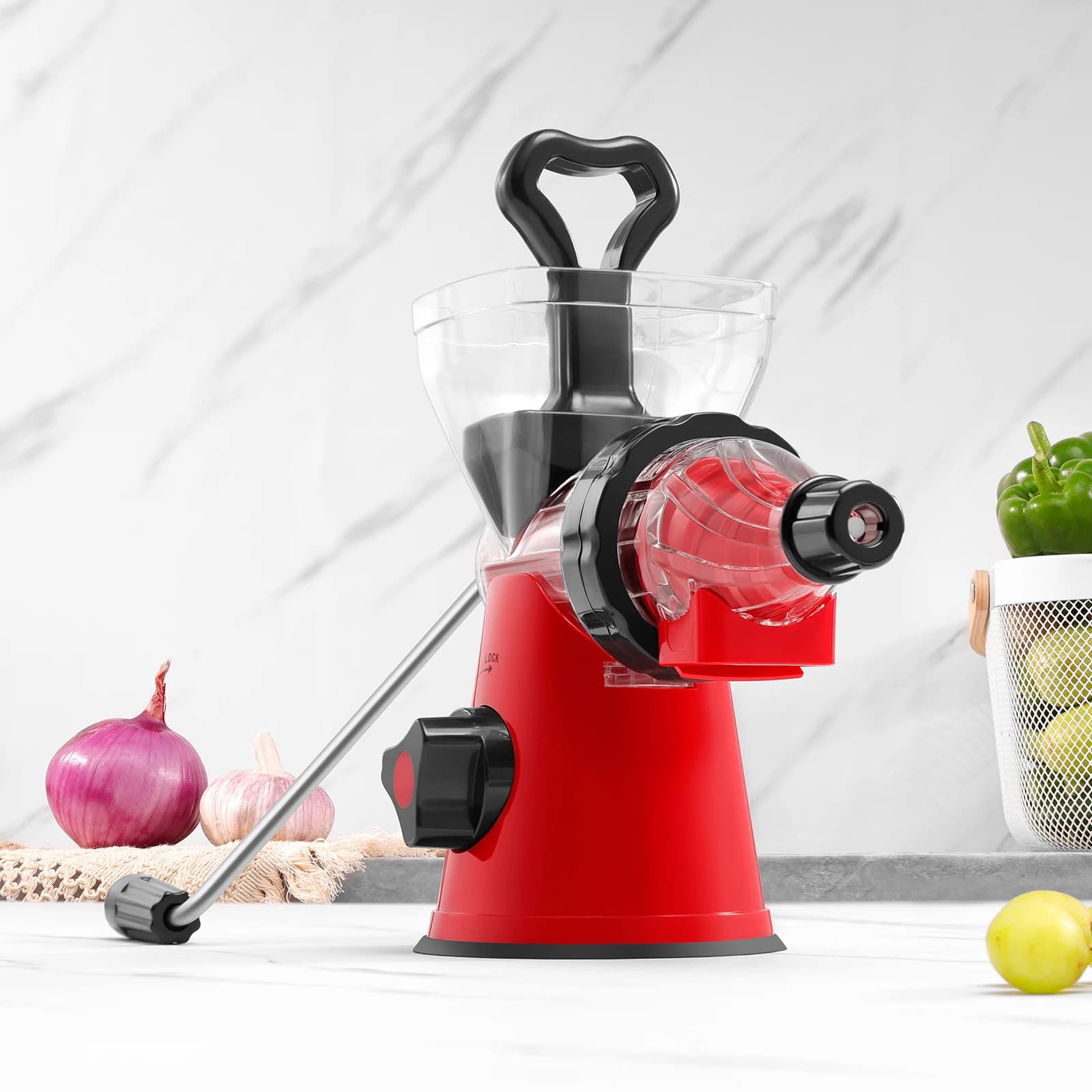 Spremiagrumi Manuale in Plastica PP con Lama in Acciaio Inox, Frullatore Portatile Lavabile in Lavastoviglie