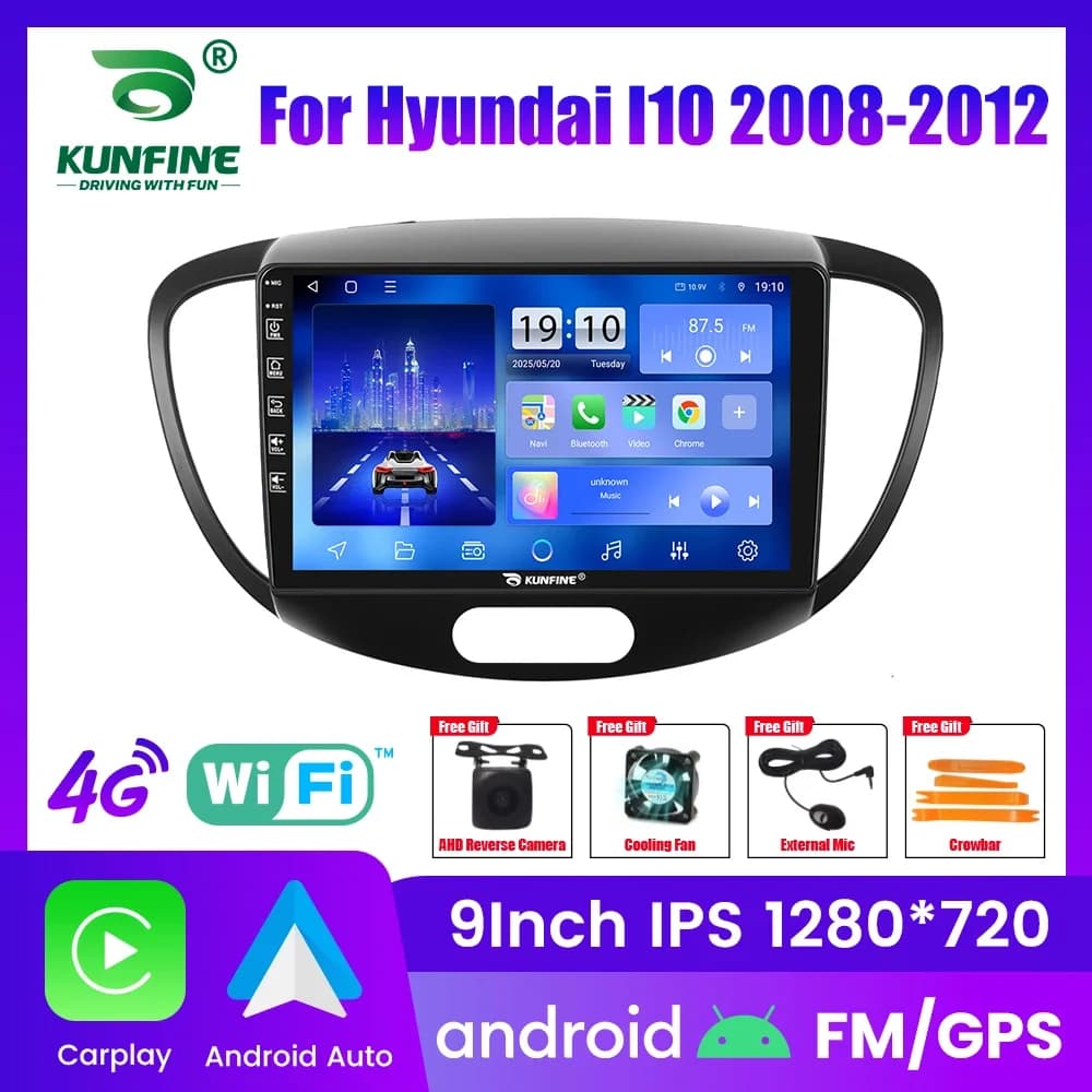 10.33 "Android Autoradio Per Hyundai I10 2008-2012 Navigazione GPS Lettore Video Multimediale Carplay Android Auto Stereo