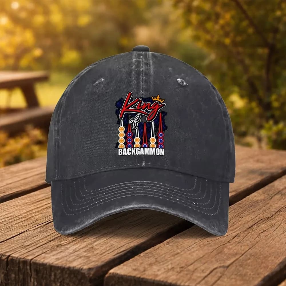 King of Backgammon Distressed Cotton Baseball Cap Unisex Outdoor Sports Travel Hat