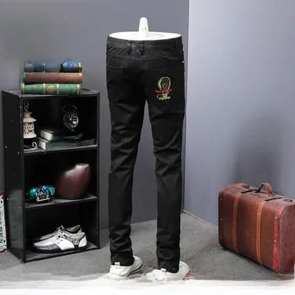 Ja Charles Faion Urban Sle mid Waist Long Pants Cotton Polyester Elastic Fiber Embroidered Jeans Youth Small Straight Foot