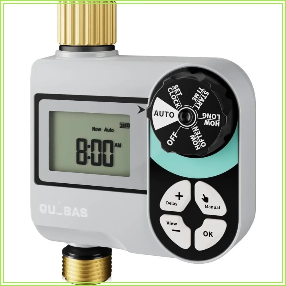 Brass Sprinkler Timer, Programmable Water Hose Timer for Garden with HD Screen, Rain Delay, Automatic Irrigation