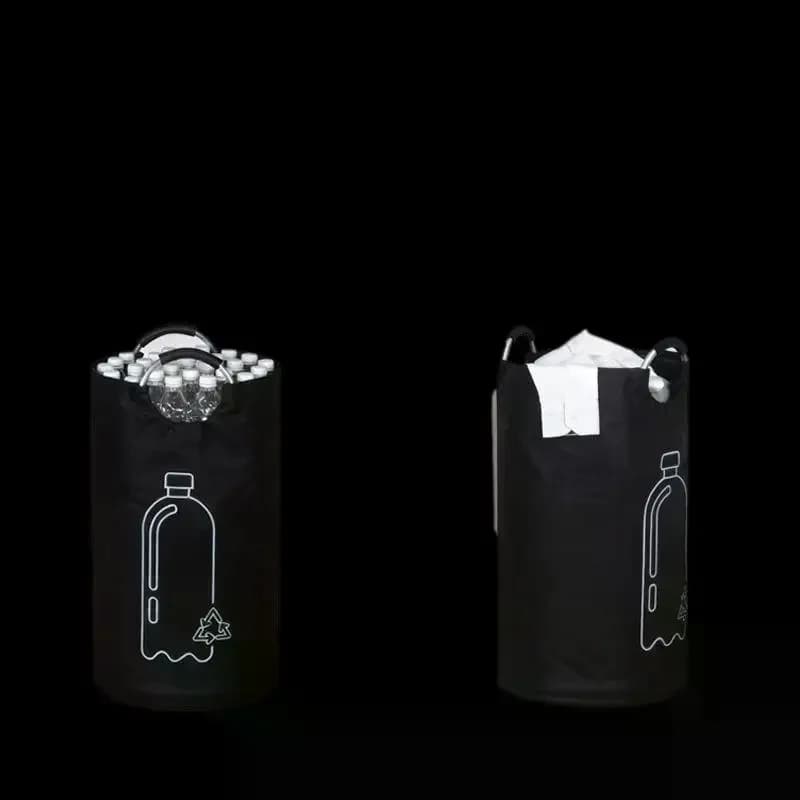 Folding Recycling Bin Large Capacity Empty Bottle Storage Basket With Aluminum Handle 82L Wastewater Bottle Collector Bag