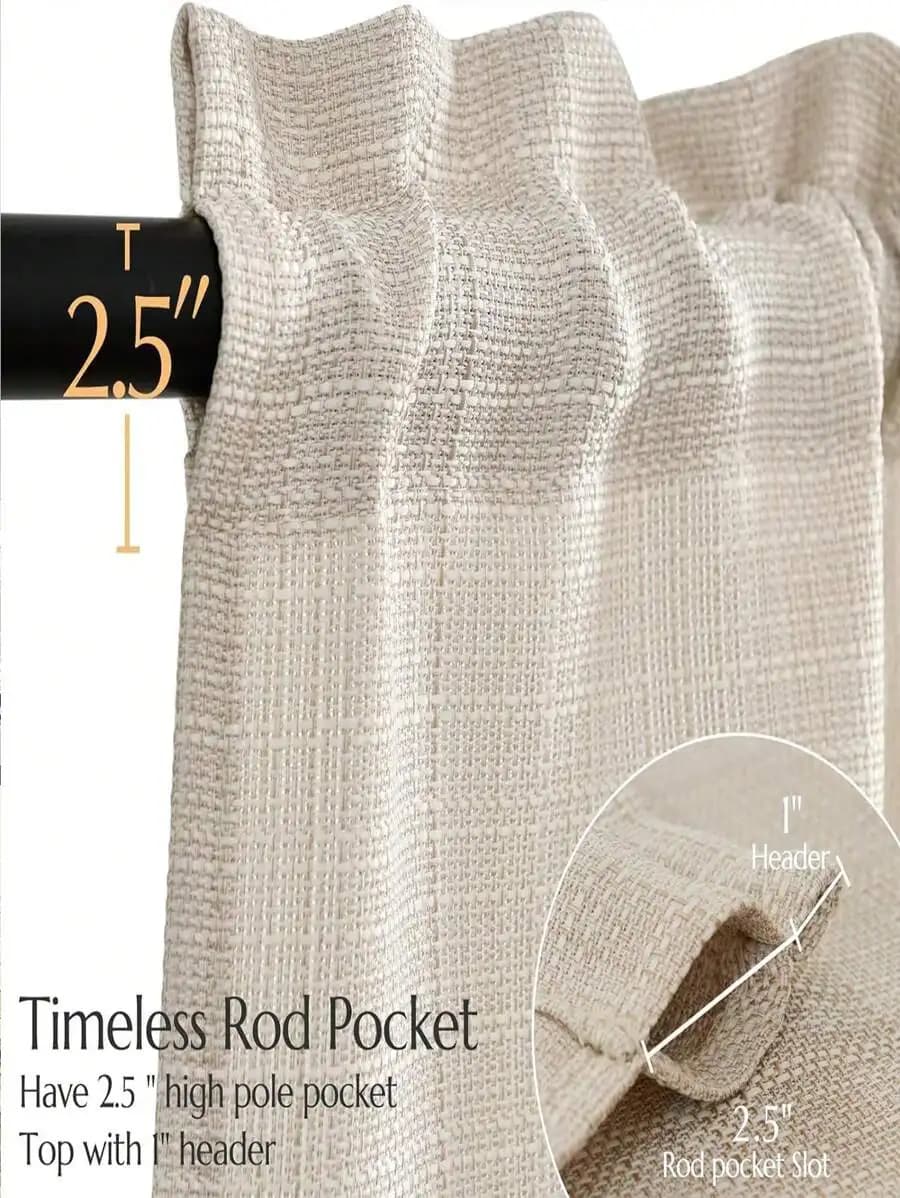 1pc Linen-Like Solid Color Kitchen Short Curtain, 230g/㎡ Lightweight, Sheer, Simple & Modern Design, Bedroom, Living Room