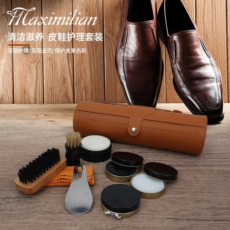 2023New Set di olio per scarpe Set per la cura della pelle BarrelLeather Set di spazzole per scarpe nere per olio per la cura della pelle genuina Set per la lucidatura delle scarpe Set per la protezione delle scarpe
