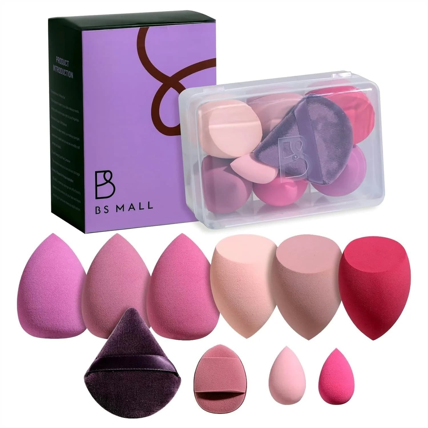 Set di 10 Spugne Premium per Trucco con Applicatori a Forma di Dito e Triangolari per un Finish Impeccabile, con Custodia da Viaggio
