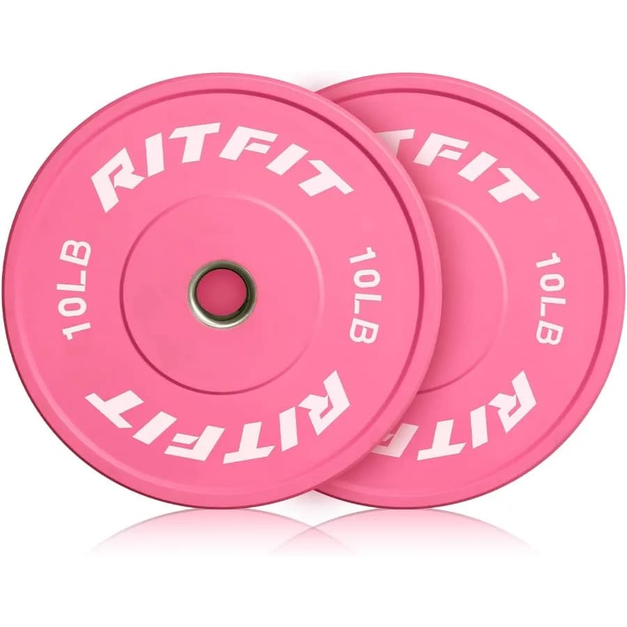 Pink weight plates Bumper plates with weight plate with 2 inch barbell with steel insert Pink weights for gym and home