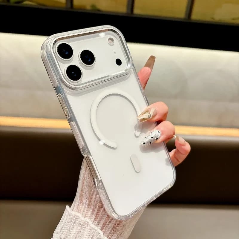 Custodia Trasparente per iPhone 17 16 15 14 Plus 13 12 11 Pro Max 17 Air con Ricarica Wireless MagSafe e Forte Magnete - Cover Funda