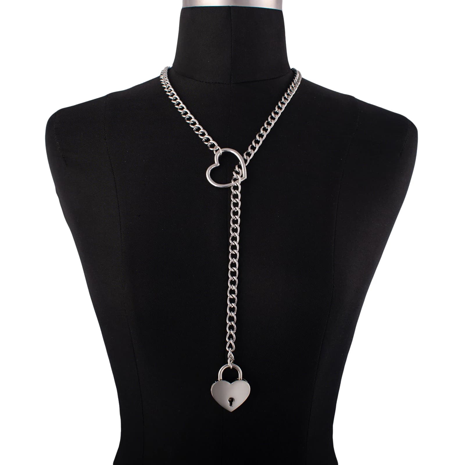 Collana con Lucchetto a Cuore, Catena d'Amore, Girocollo con Lucchetto per Donne, Gioielli Punk Goth, Accessori Estetici Gotici