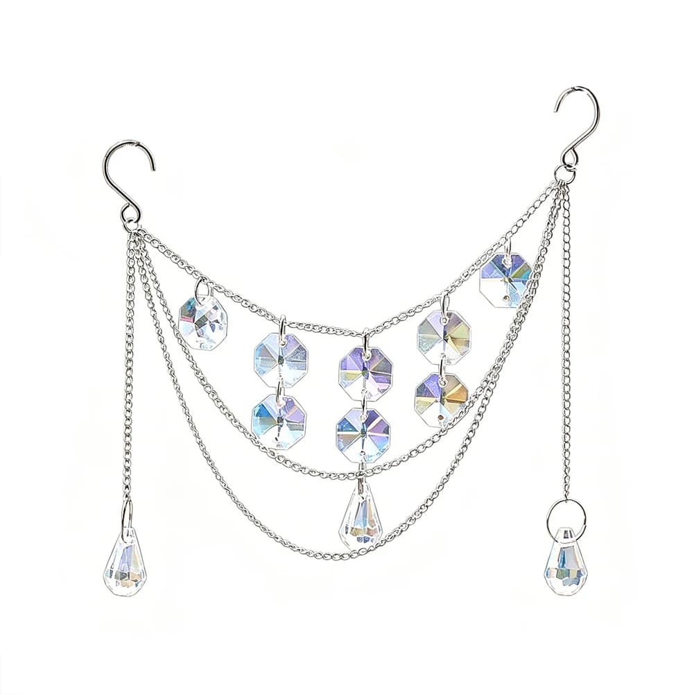 Suncatcher Plant Flower Pot Hanging with Beads Chain Drop Crystal Prism Dreamy Eye-catching Rainbow Maker Pendant Garden Decor
