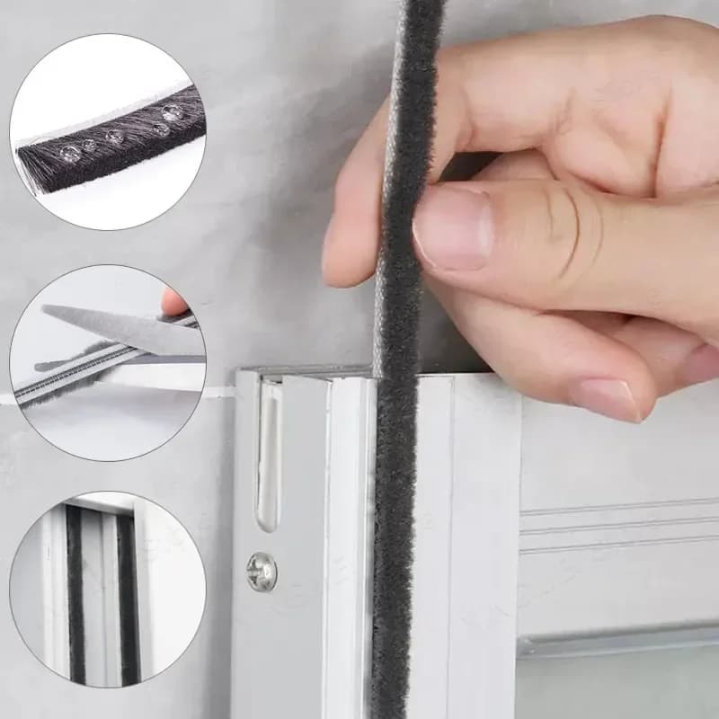 5m/Roll Door Window Seal Brush Strip For Home Elastic straight hair sealing strip Door Window Seal Strip Weather Strip Seal Tape